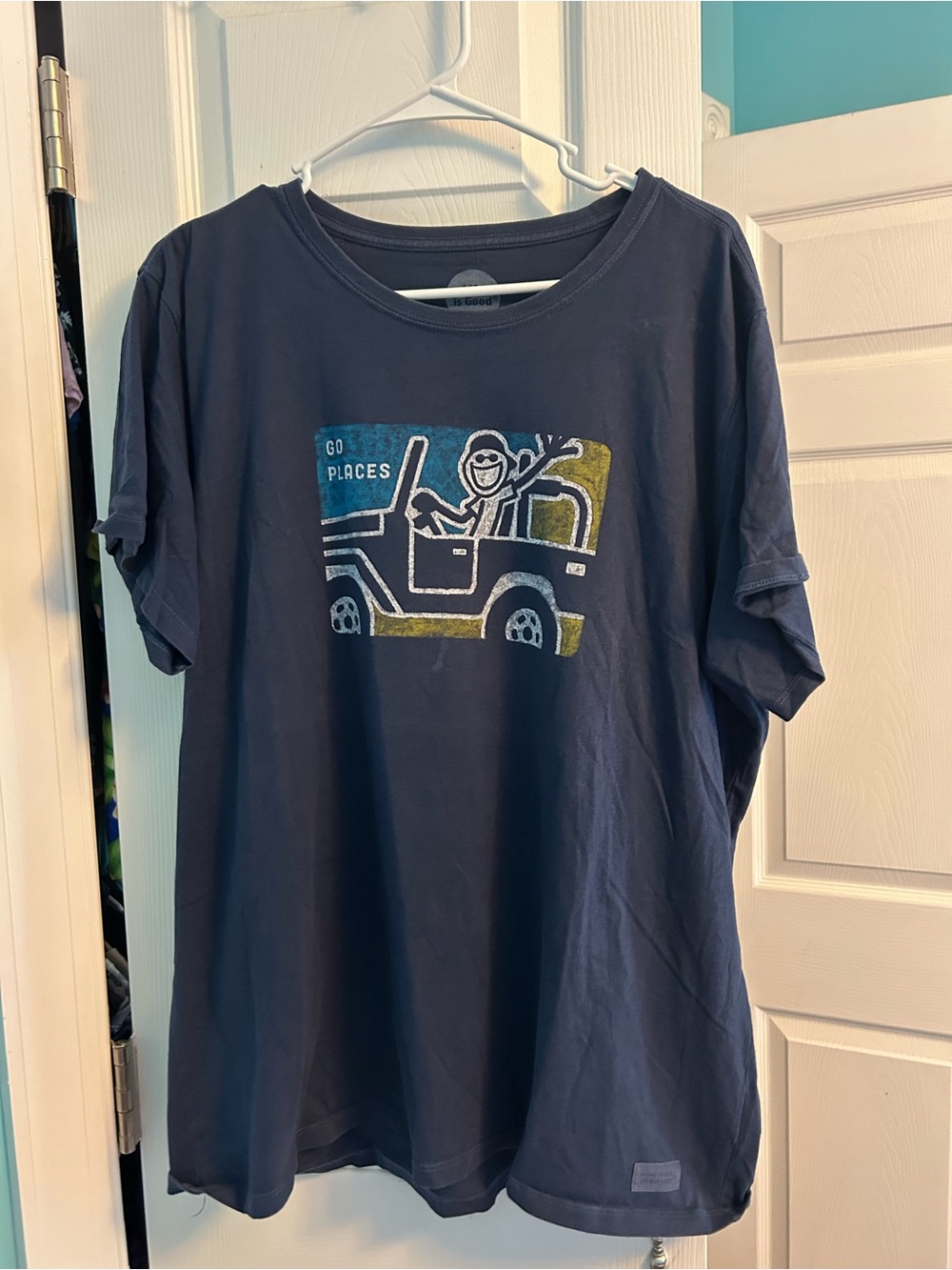 Life Is Good Navy Tee with Jeep 'Go Places' Graphic
